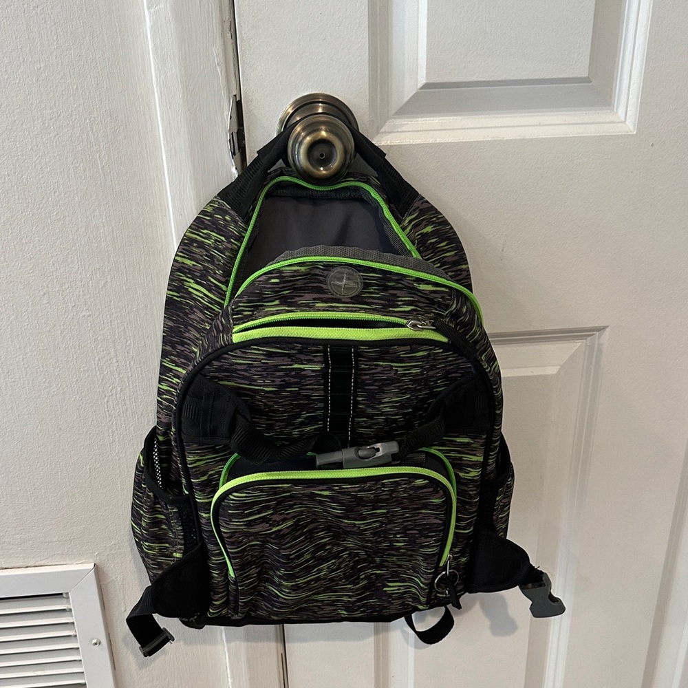 Pottery Barn Teen Black and Green Patterned Backpack